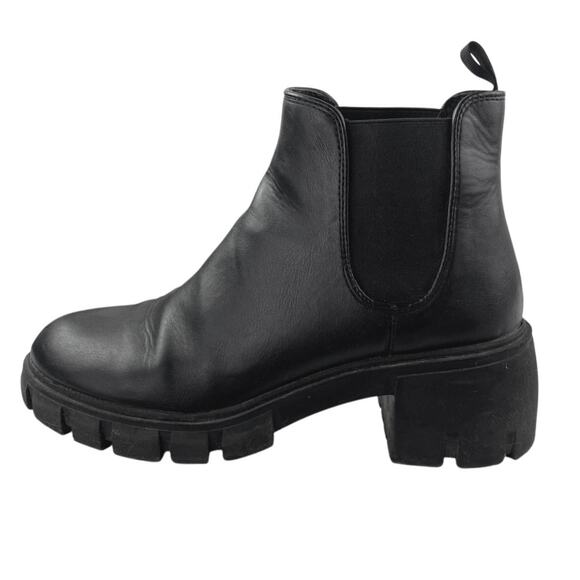 Steve Madden Howler Women's Black Leather Chunky Platform Chelsea Ankle Boots 8M - Picture 1 of 6